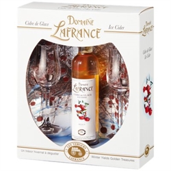 Coffret Domaine Lafrance : Deux Verres Avec Une Bouteille De Cidre De Glace 